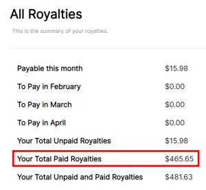 Royalties from book sales shown in LeanPub